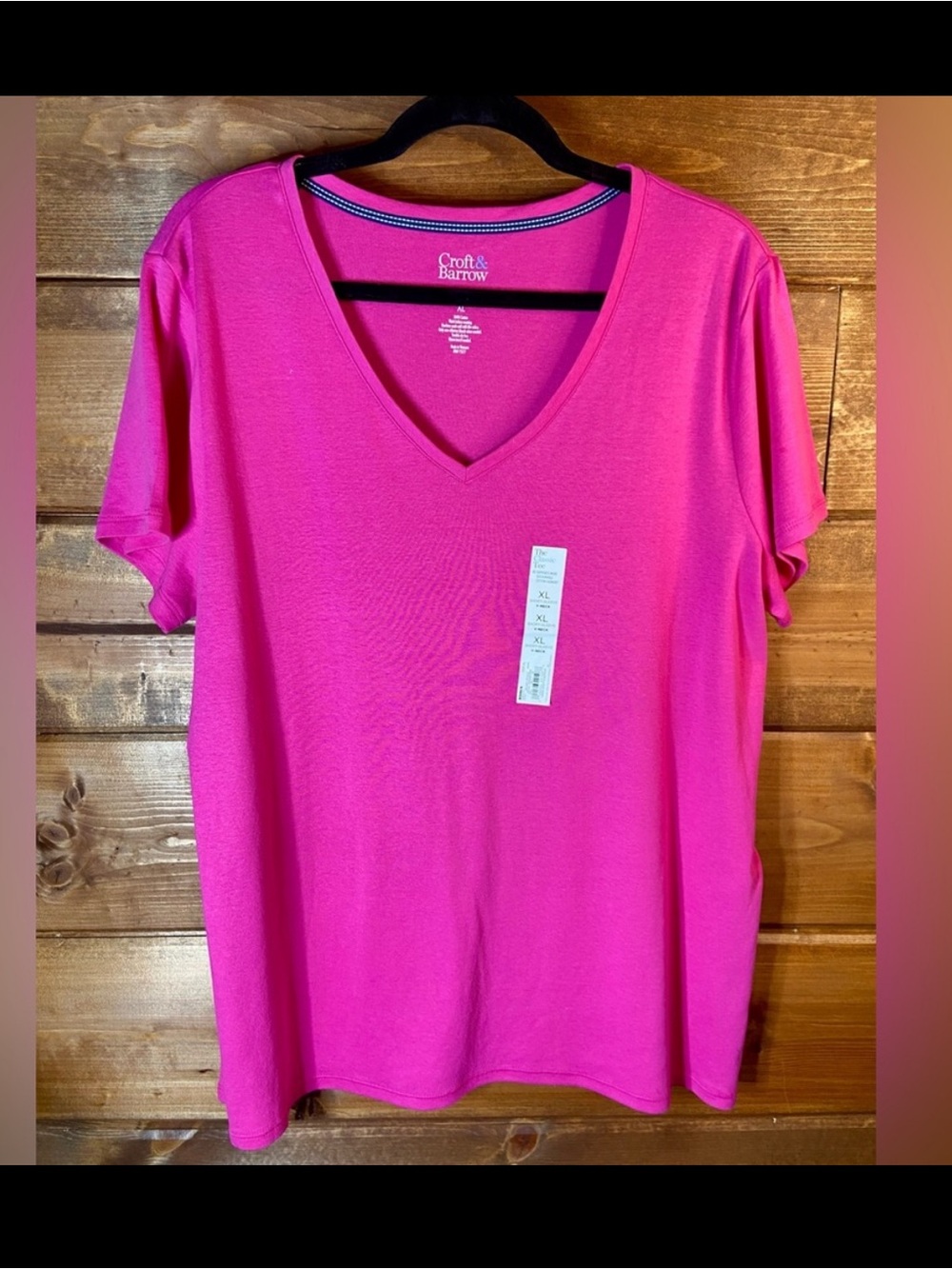 Croft & Barrow Women's Bright Pink Short Sleeve Tee Size XL 💕❤️